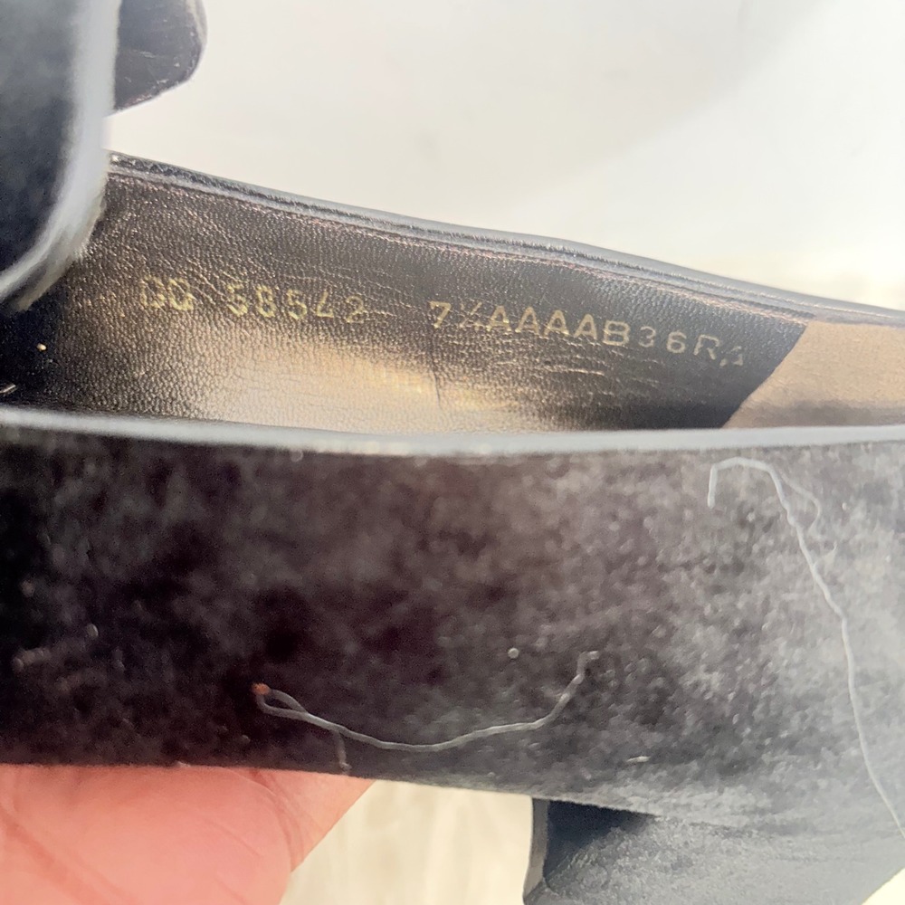 Salvatore Ferragamo Black Velvet Gancini Loafers DQ 58542 Square Toe Womens 7.5 - Picture 4 of 15